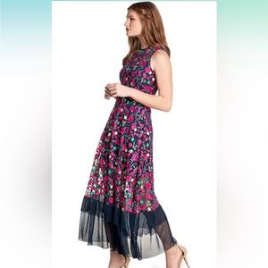 💖DRESS THE POPULATION GINA EMBROIDERED FLORAL DRESS IN NAVY MULTI XXS